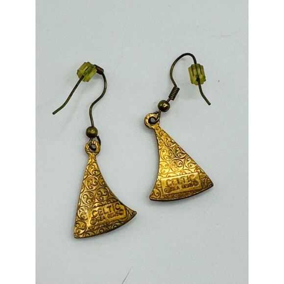 Vintage Brass Celtic Knot Dangle Earrings with Antique Finish Rare - Picture 2 of 6